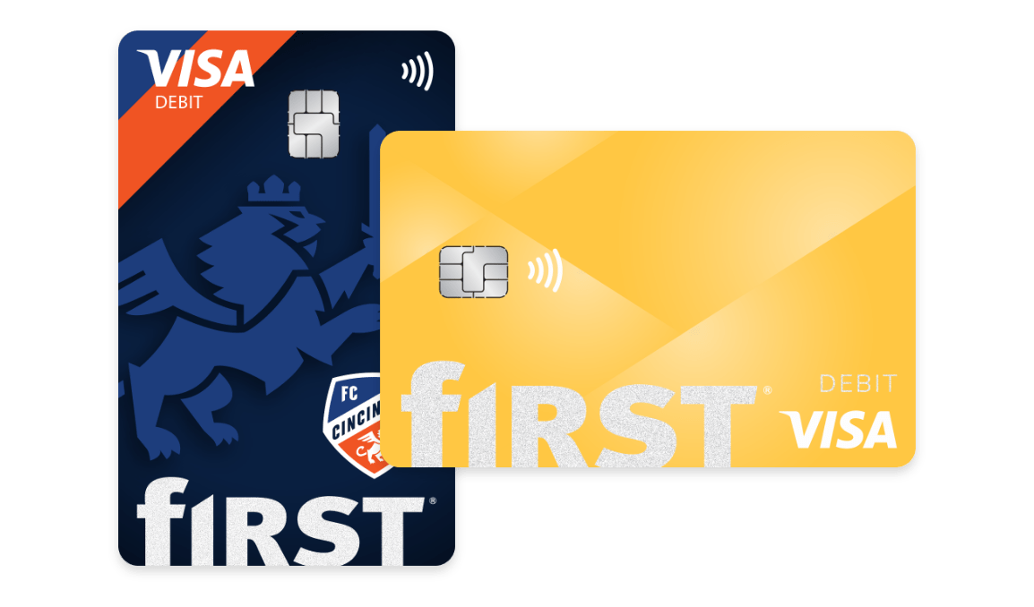 First Financial Bank VISA debit card and FC Cincinnati VISA debit card
