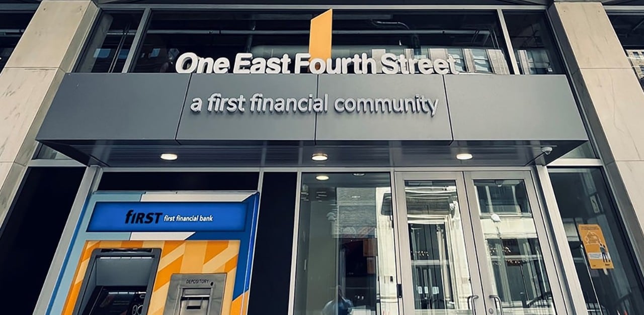 Picture of the outside of the First Financial Community located at Fourth and Vine in Cincinnati, Ohio