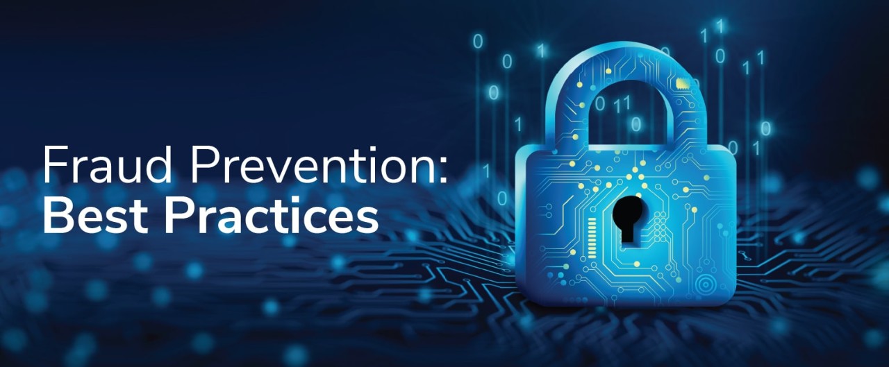 "Fraud Prevention: Best Practices" and image of padlock and computer code
