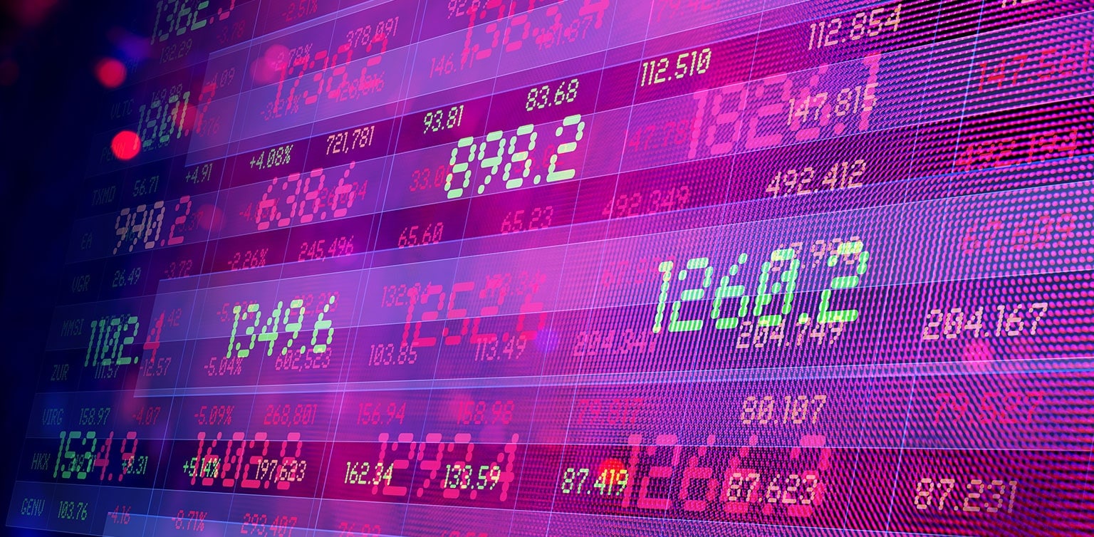 Digital screen displaying financial data