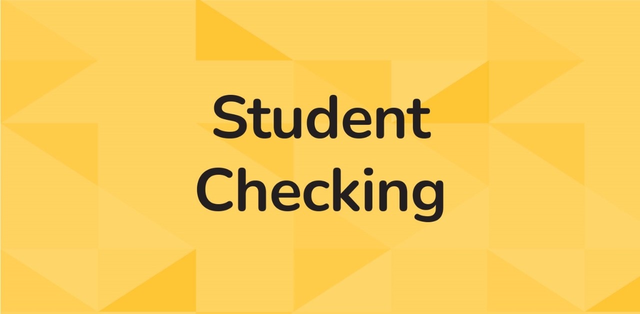 "Student Checking" on a gold tessellated background